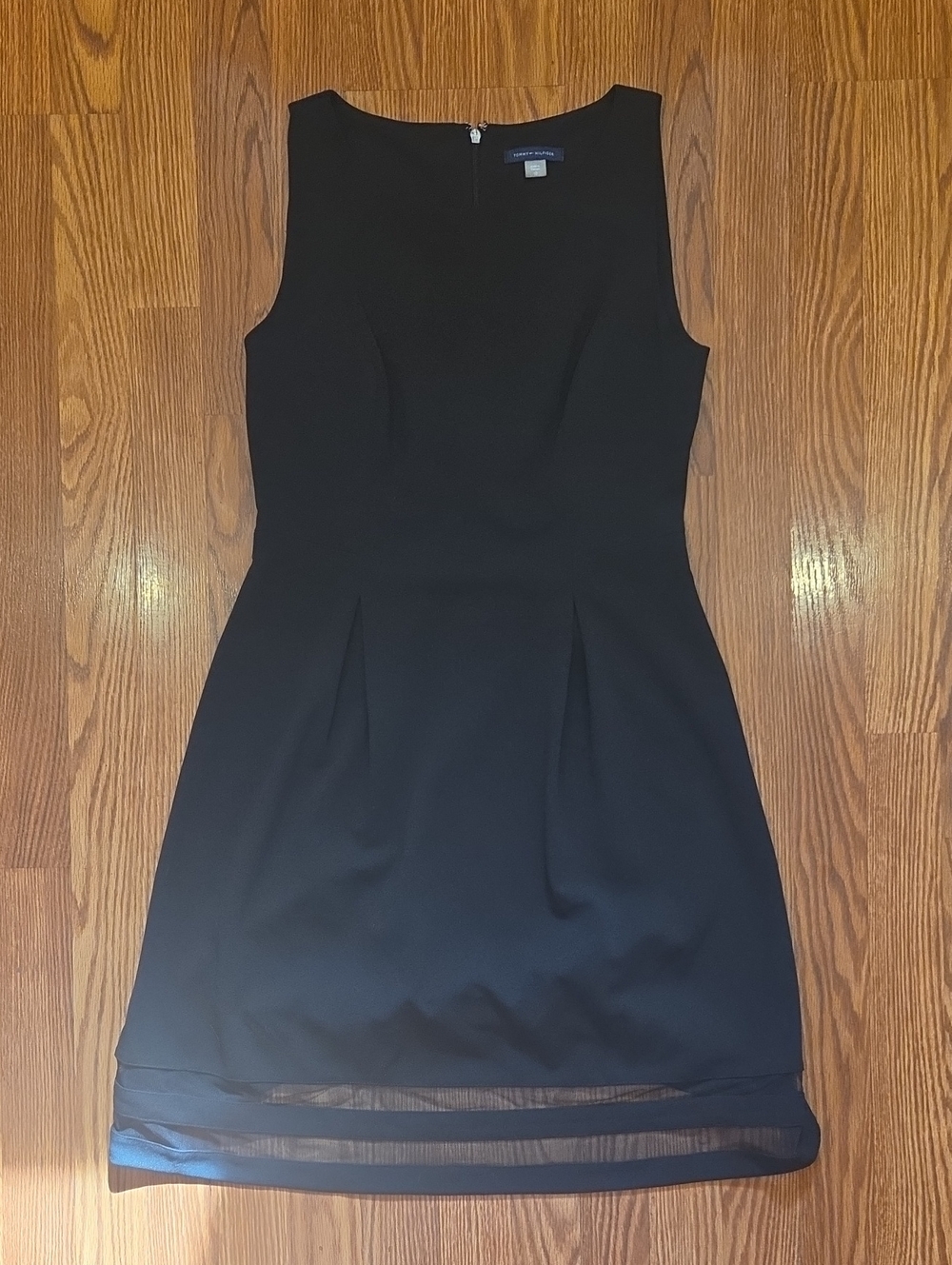 Tommy Hilfigure Classic Black Sleeveless Sheath Dress With Sheer Detail Stripes